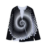 Black And White Spiral Dot Print Long Sleeve Short Coat