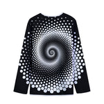 Black And White Spiral Dot Print Long Sleeve Short Coat