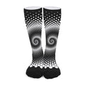 Black And White Spiral Dot Print Long Socks