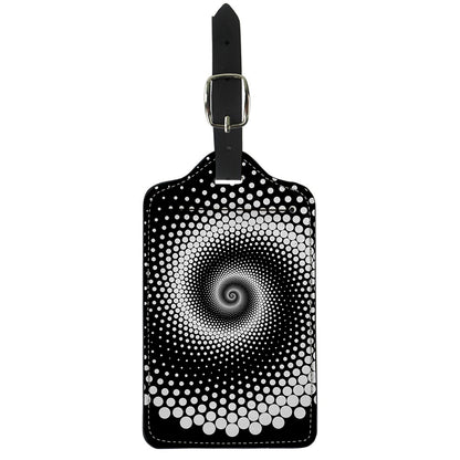 Black And White Spiral Dot Print Luggage Tag