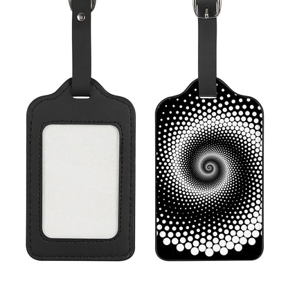 Black And White Spiral Dot Print Luggage Tag