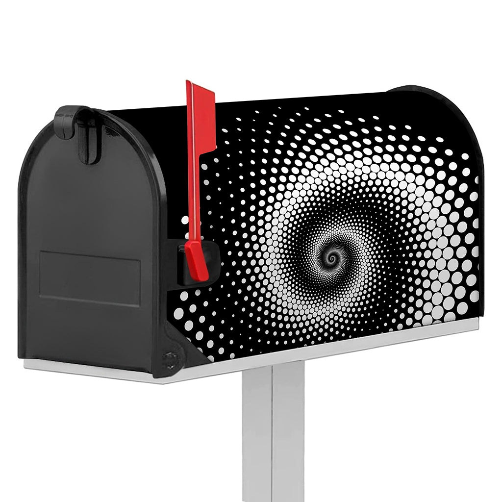 Black And White Spiral Dot Print Mailbox Cover