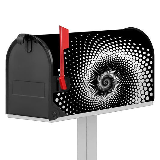 Black And White Spiral Dot Print Mailbox Cover