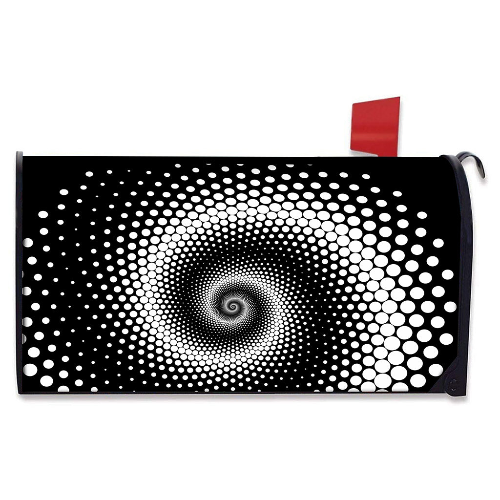 Black And White Spiral Dot Print Mailbox Cover
