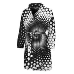 Black And White Spiral Dot Print Men's Bathrobe