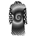 Black And White Spiral Dot Print Men's Bathrobe