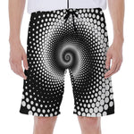 Black And White Spiral Dot Print Men's Beach Shorts