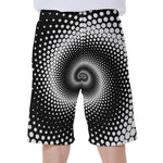Black And White Spiral Dot Print Men's Beach Shorts