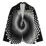 Black And White Spiral Dot Print Men's Blazer