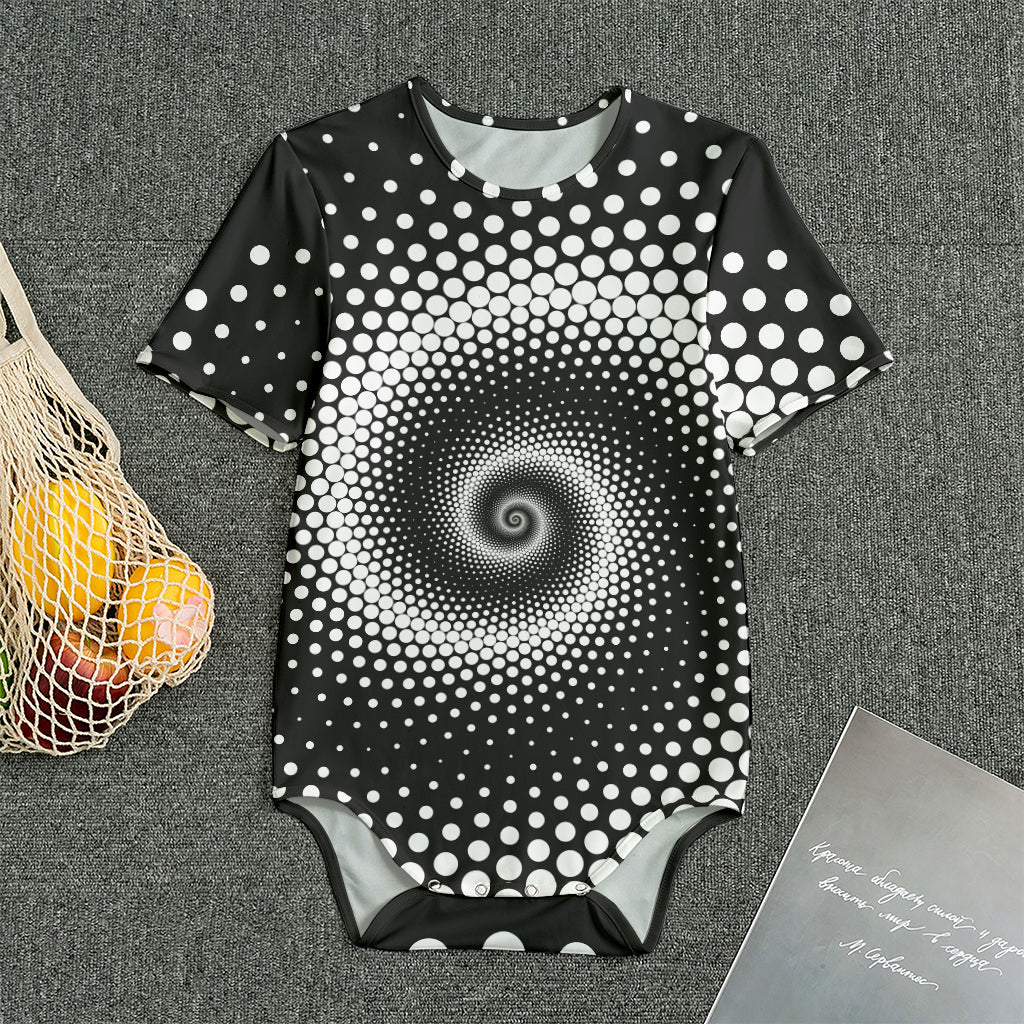 Black And White Spiral Dot Print Men's Bodysuit