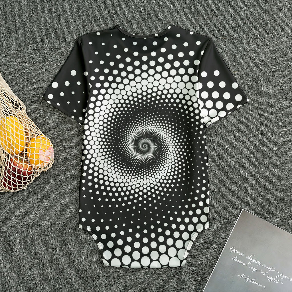 Black And White Spiral Dot Print Men's Bodysuit