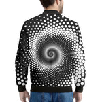 Black And White Spiral Dot Print Men's Bomber Jacket