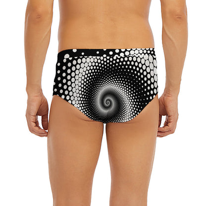 Black And White Spiral Dot Print Men's Briefs