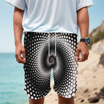 Black And White Spiral Dot Print Men's Cargo Shorts