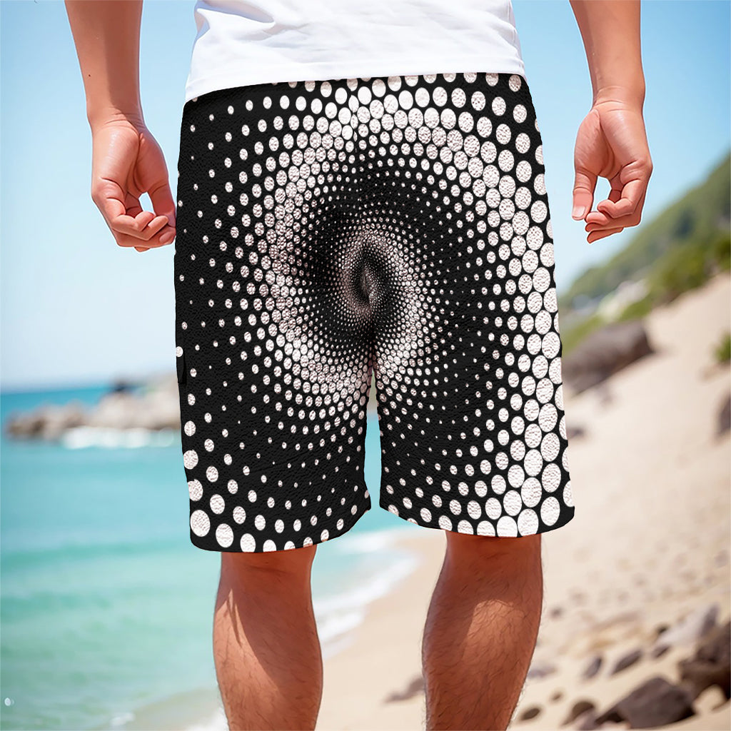 Black And White Spiral Dot Print Men's Cargo Shorts