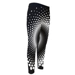 Black And White Spiral Dot Print Men's Compression Pants