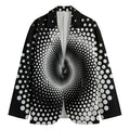 Black And White Spiral Dot Print Men's Cotton Blazer
