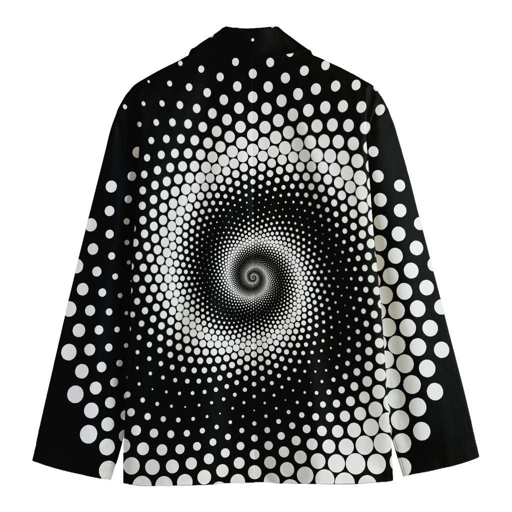 Black And White Spiral Dot Print Men's Cotton Blazer