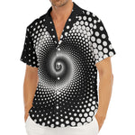 Black And White Spiral Dot Print Men's Deep V-Neck Shirt