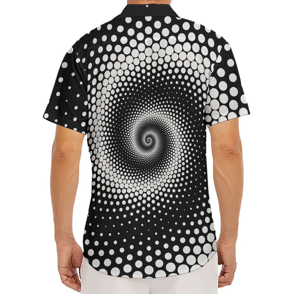 Black And White Spiral Dot Print Men's Deep V-Neck Shirt