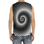 Black And White Spiral Dot Print Men's Fitness Tank Top