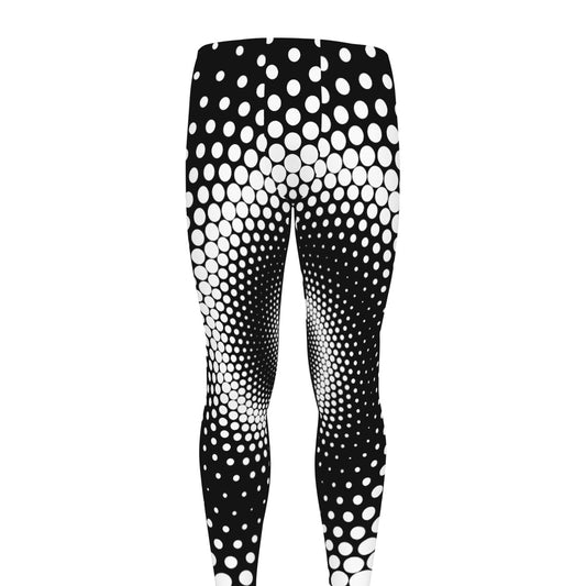 Black And White Spiral Dot Print Men's leggings