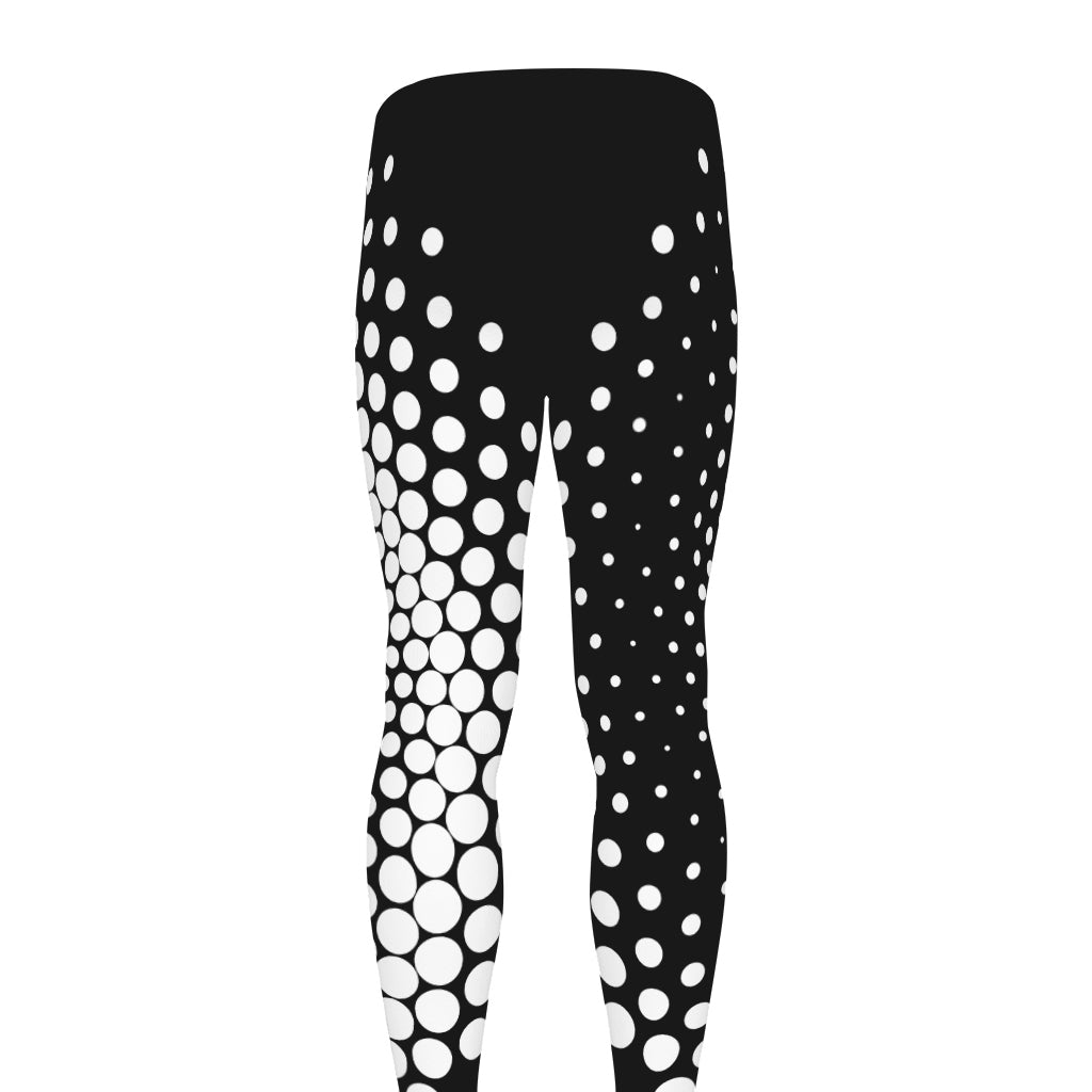 Black And White Spiral Dot Print Men's leggings