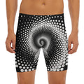 Black And White Spiral Dot Print Men's Long Boxer Briefs