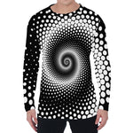 Black And White Spiral Dot Print Men's Long Sleeve T-Shirt