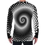 Black And White Spiral Dot Print Men's Long Sleeve T-Shirt