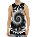 Black And White Spiral Dot Print Men's Muscle Tank Top