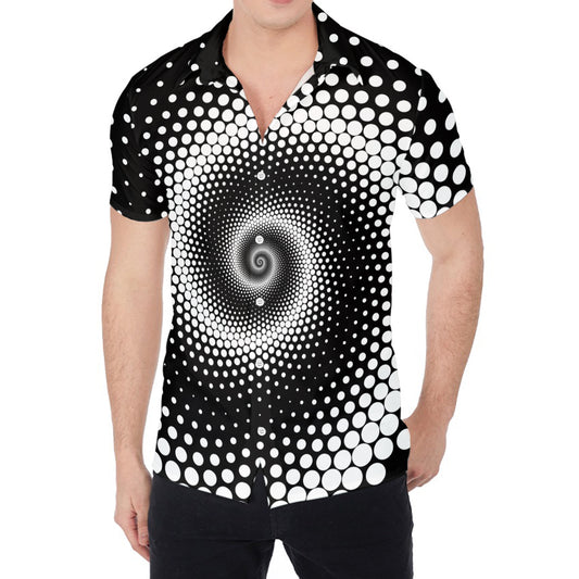 Black And White Spiral Dot Print Men's Shirt