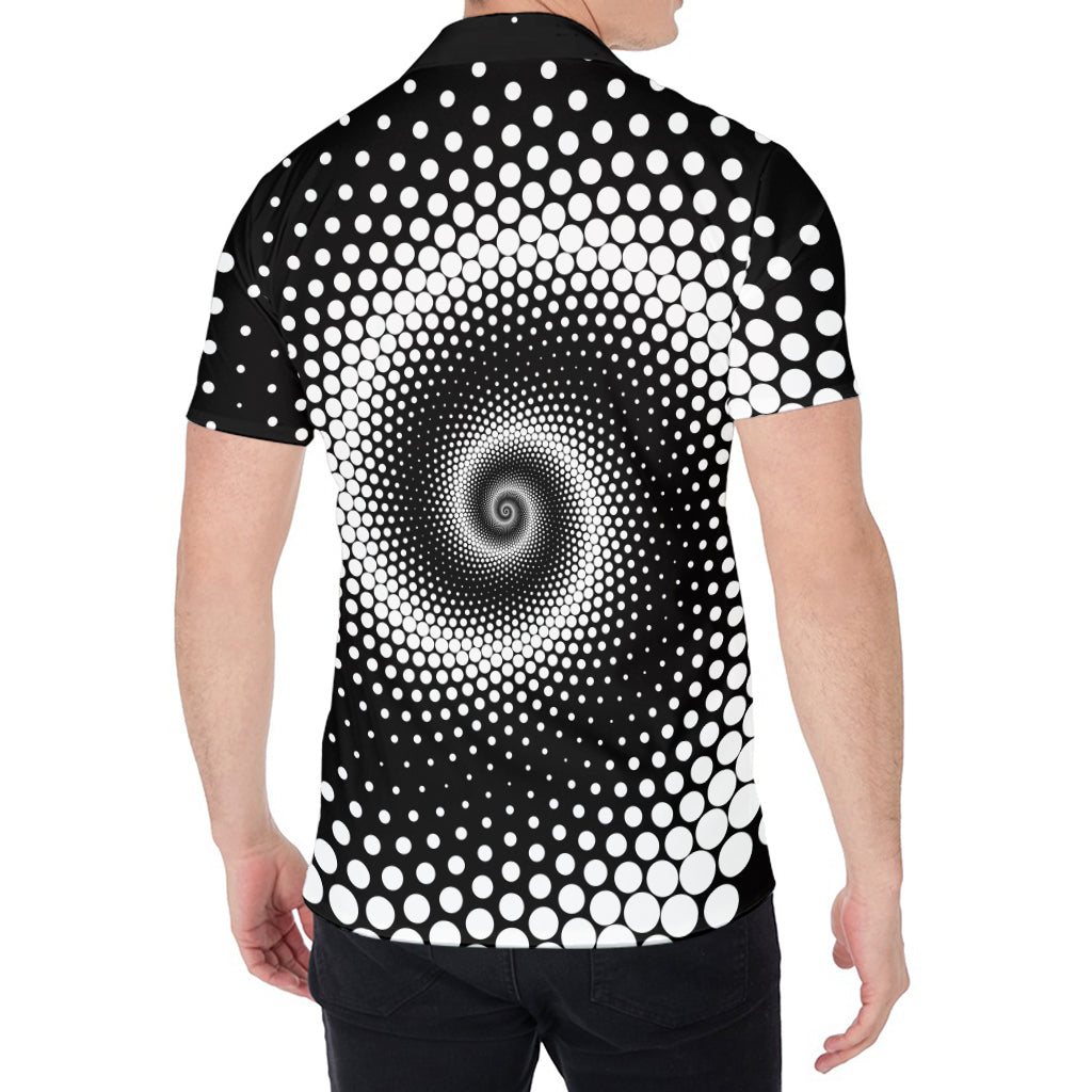 Black And White Spiral Dot Print Men's Shirt