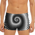 Black And White Spiral Dot Print Men's Short Boxer Briefs