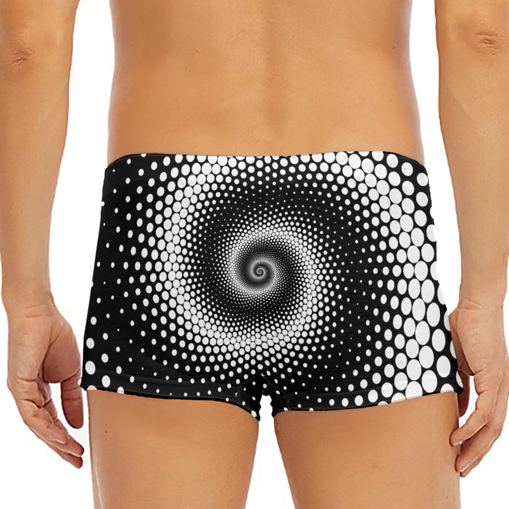 Black And White Spiral Dot Print Men's Short Boxer Briefs