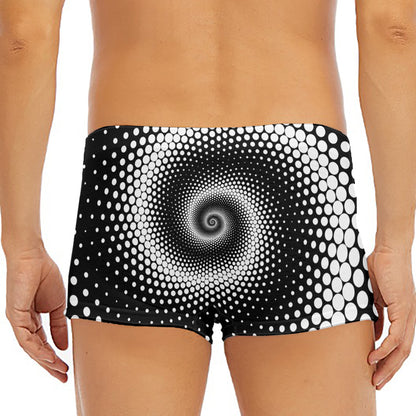 Black And White Spiral Dot Print Men's Short Boxer Briefs