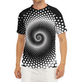 Black And White Spiral Dot Print Men's Short Sleeve Rash Guard