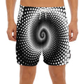 Black And White Spiral Dot Print Men's Split Running Shorts