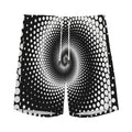 Black And White Spiral Dot Print Men's Athletic Shorts
