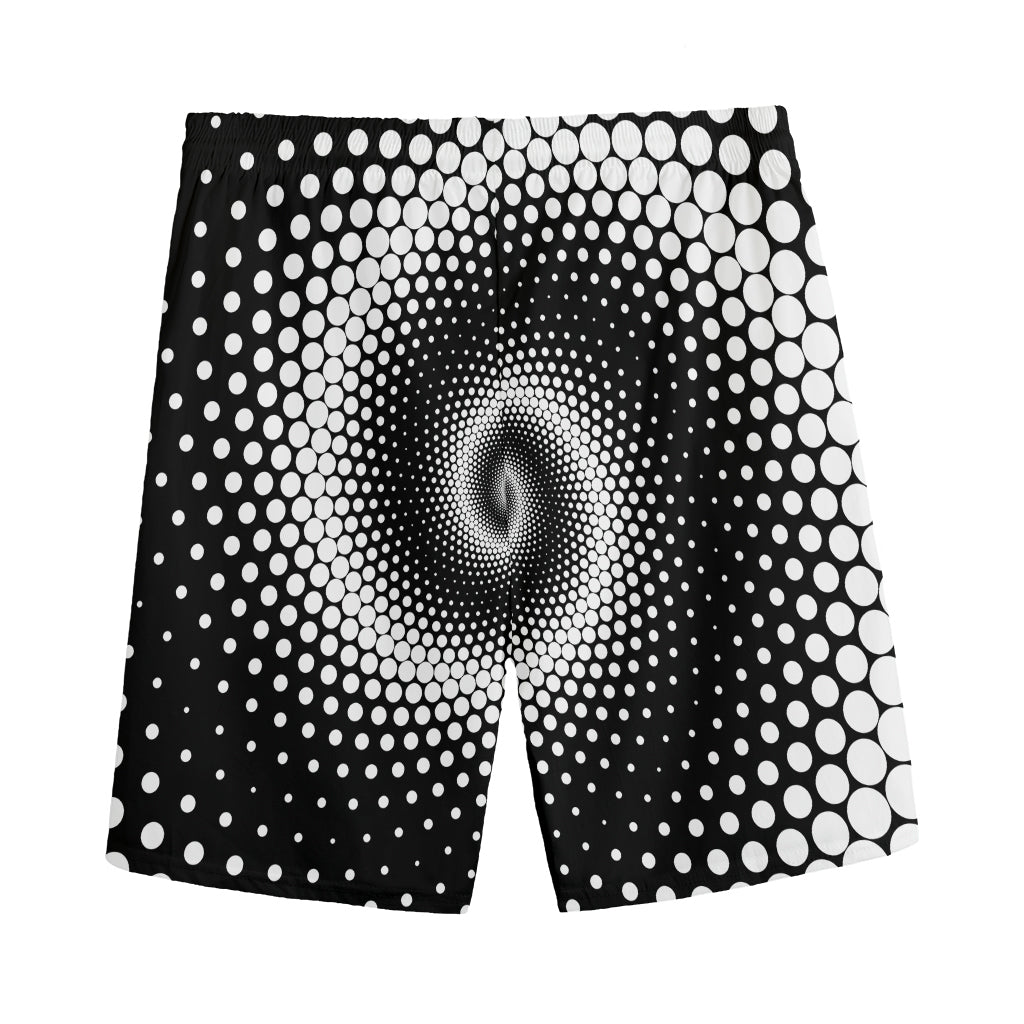 Black And White Spiral Dot Print Men's Sports Shorts
