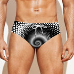 Black And White Spiral Dot Print Men's Swim Briefs