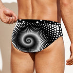Black And White Spiral Dot Print Men's Swim Briefs