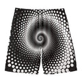 Black And White Spiral Dot Print Men's Swim Trunks