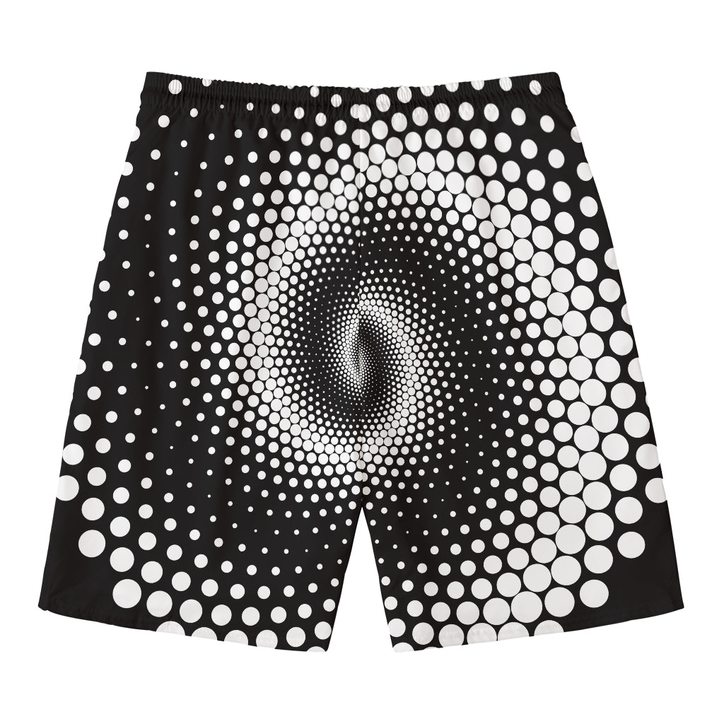 Black And White Spiral Dot Print Men's Swim Trunks
