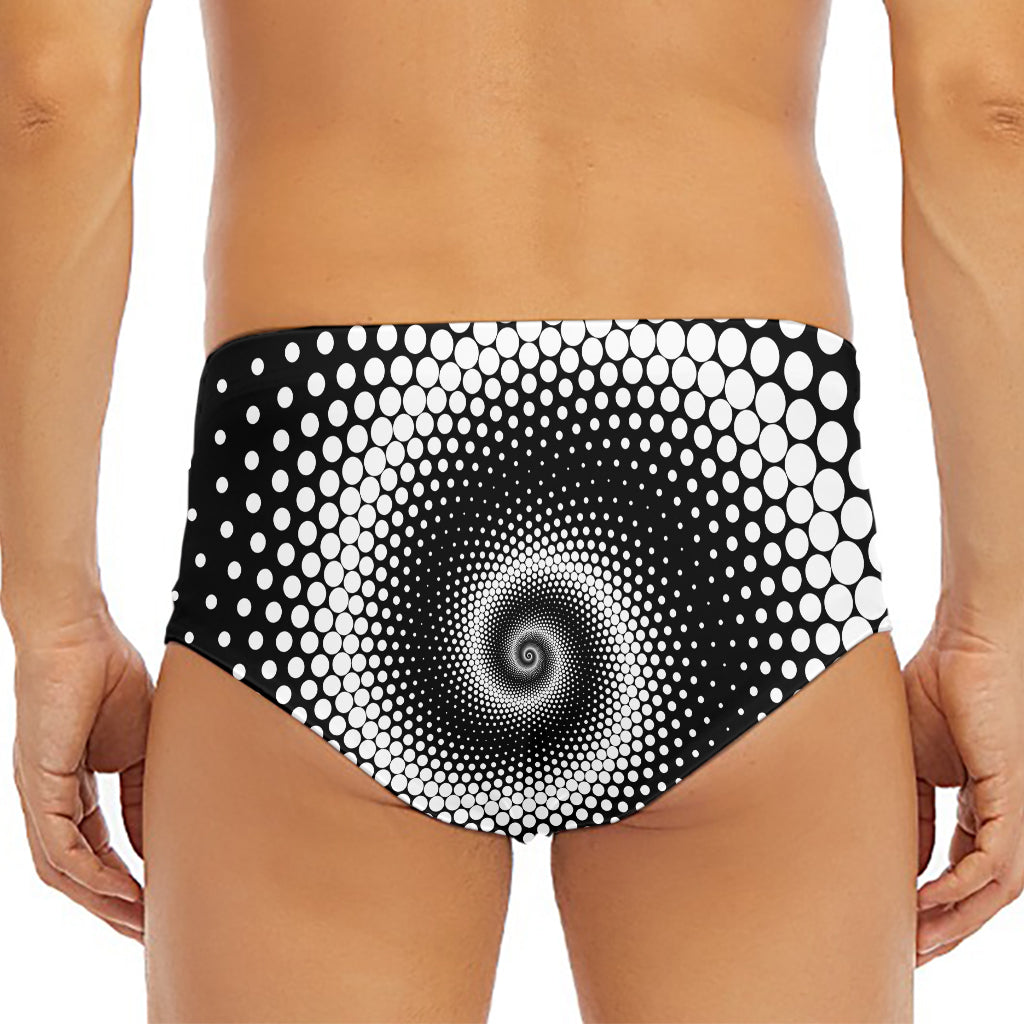 Black And White Spiral Dot Print Men's Triangle Swim Briefs
