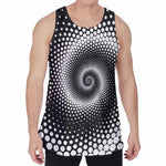 Black And White Spiral Dot Print Men's Velvet Tank Top