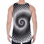 Black And White Spiral Dot Print Men's Velvet Tank Top