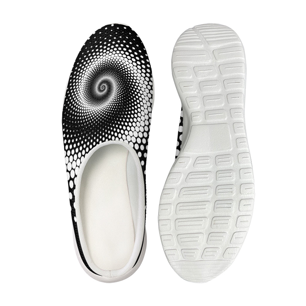 Black And White Spiral Dot Print Mesh Casual Shoes
