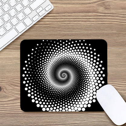 Black And White Spiral Dot Print Mouse Pad