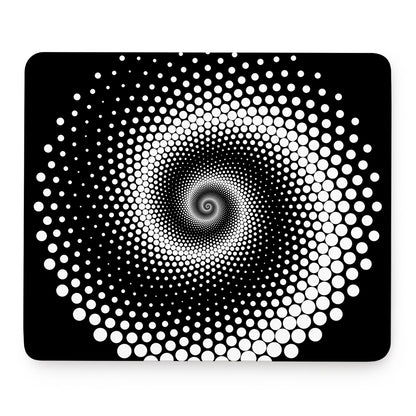 Black And White Spiral Dot Print Mouse Pad
